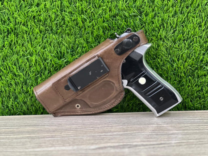 "Premium Cow Leather Pistol Cover with Magazine Holder – Secure, Durable & Stylish"