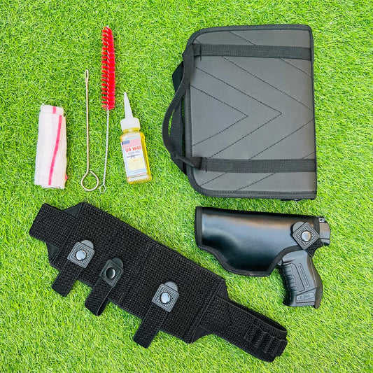 Tactical Pistol Bag pistol cover with Belt, Magazine Holder & Cleaning Kit