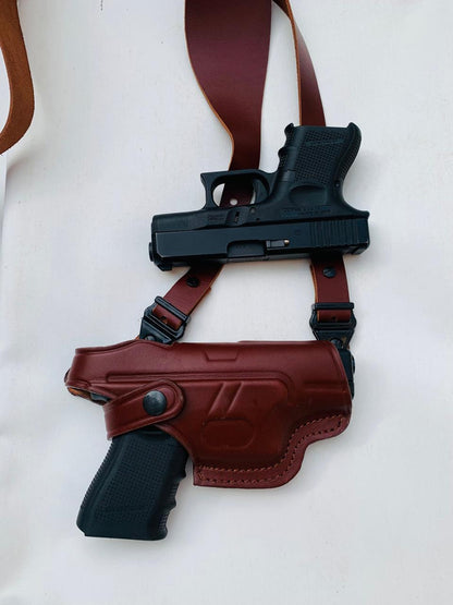 Glock 17/19 Leather Shoulder Holster with Dual Magazine Pouches