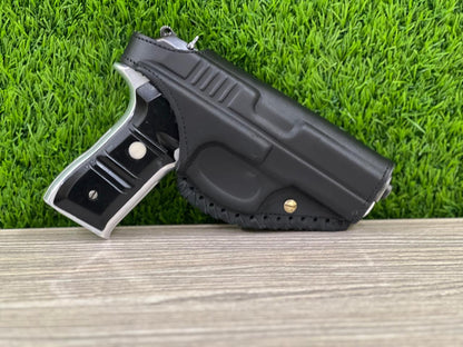 "Premium Cow Leather Pistol Cover with Magazine Holder – Secure, Durable & Stylish"