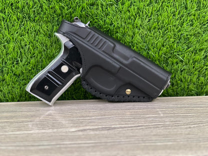 "Premium Cow Leather Pistol Cover with Magazine Holder – Secure, Durable & Stylish"